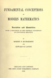 Front cover of Fundamental conceptions of modern mathematics .. by Robert P. Richardson