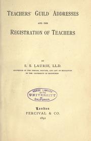 Front cover of Teachers' guild addresses and the registration of teachers by Laurie, Simon Somerville