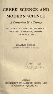 Front cover of Greek science and modern science by Charles Joseph Singer