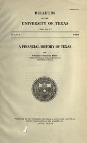 Front cover of A financial history of Texas by Edmund Thornton Miller