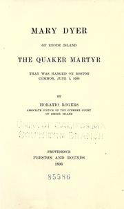 Front cover of Mary Dyer of Rhode Island by Horatio Rogers