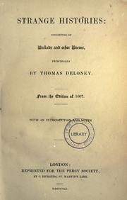 Cover of Strange histories by Deloney, Thomas
