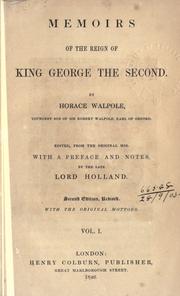 Front cover of Memoirs of the reign of King George the Second by Horace Walpole