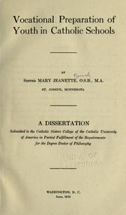 Front cover of Vocational preparation of youth in Catholic schools by Mary Jeanette Roesch
