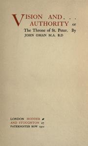 Cover of Vision and authority by John Oman