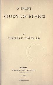 Front cover of A short study of ethics by Charles Frederick D'Arcy