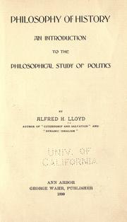 Front cover of Philosophy of history by Lloyd, Alfred Henry