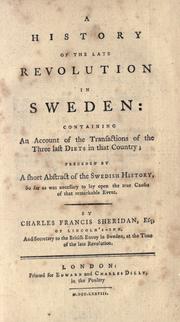 Front cover of A history of the late revolution in Sweden by Charles Francis Sheridan