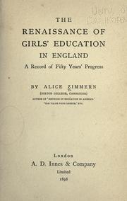 Cover of The renaissance of girls' education in England by Alice Zimmern