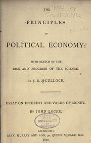 Cover of The principles of political economy by J. R. McCulloch