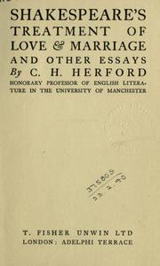 Front cover of Shakespeare's treatment of love & marriage and other essays by C. H. Herford