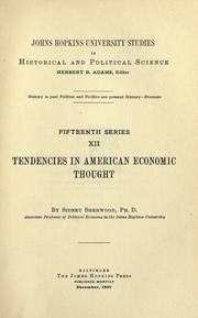 Front cover of Tendencies in American economic thought by Sidney Sherwood
