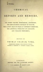 Front cover of Chemical reports and memoirs by Thomas Graham