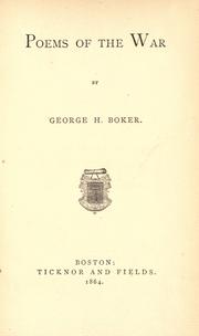 Front cover of Poems of the war by George H. Boker