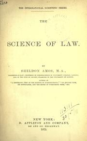 Cover of The science of law by Amos, Sheldon