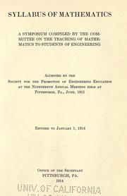 Front cover of Syllabus of mathematics by American Society for Engineering Education. Committee on the Teaching of Mathematics to Students of Engineering.