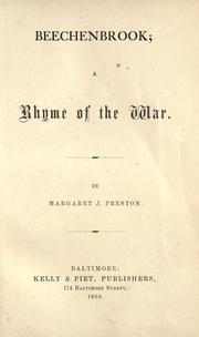 Cover of Beechenbrook by Margaret Junkin Preston