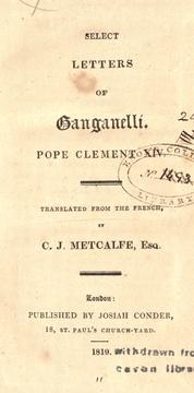 Front cover of Interesting letters of Pope Clement XIV (Ganganelli) by Clement XIV Pope
