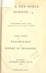 Cover of Mental and moral science by Alexander Bain