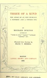 Front cover of Three of a kind by Richard Burton