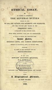 Front cover of An ethical essay by Edward Augustus Holyoke
