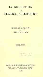 Front cover of Introduction to general chemistry by McCoy, Herbert Newby