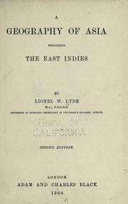 Front cover of A geography of Asia including the East Indies by Lionel W. Lyde