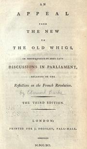 Front cover of An appeal from the new to the old Whigs by Edmund Burke