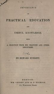 Front cover of Importance of practical education and useful knowledge by Edward Everett
