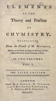 Front cover of Elements of the theory and practice of chymistry by Pierre Joseph Macquer