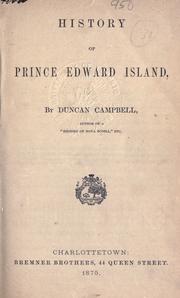 Front cover of History of Prince Edward Island by Duncan Campbell