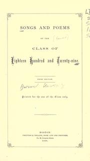 Front cover of Songs and poems of the class of eighteen hundred and twenty-nine by Harvard University. Class of 1829.