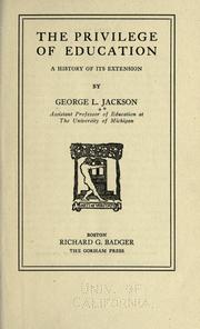 Front cover of The privilege of education by George Leroy Jackson