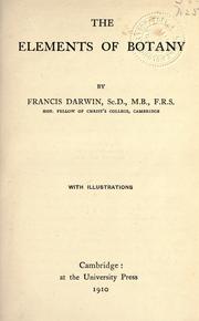 Cover of The elements of botany by Francis Darwin