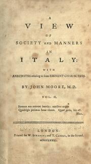 Front cover of A view of society and manners in Italy by John Moore