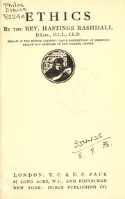 Cover of Ethics by Hastings Rashdall