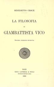 Front cover of La filosofia di Giambattista Vico by Benedetto Croce