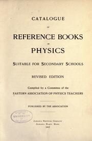 Front cover of Catalogue of reference books in physics suitable for secondary schools by Eastern Association of Physics Teachers.