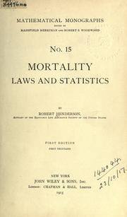 Front cover of Mortality laws and statistics by Henderson, Robert