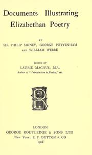 Front cover of Documents illustrating Elizabethan poetry by Magnus, Laurie