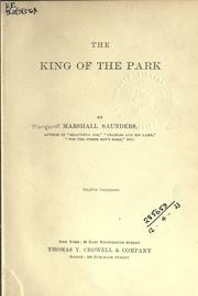 Front cover of The king of the park by Marshall Saunders