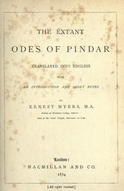 Front cover of The extant odes of Pindar by Pindar