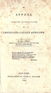 Cover of An appeal in favor of that class of Americans called Africans by Lydia Maria Child