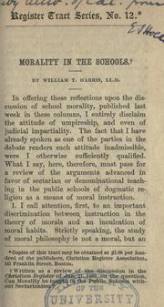 Cover of Morality in the schools by William Torrey Harris