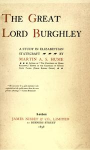 Front cover of The great Lord Burghley by Martin Andrew Sharp Hume