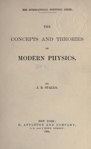 Cover of The concepts and theories of modern physics by John Bernhard Stallo