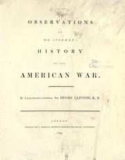 Front cover of Observations on Mr. Stedman's History of the American war by Sir Henry Clinton