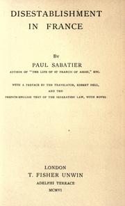 Front cover of Disestablishment in France by Sabatier, Paul