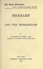 Cover of Herbart and the Herbartians by De Garmo, Charles