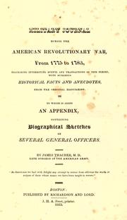 Cover of A military journal during the American revolutionary war, from 1775 to 1783 by James Thacher